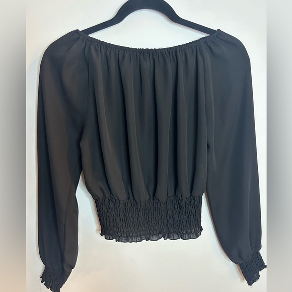 REVAMPED size S, black blouse, long sleeve, banded cuffs and hem. Light weight - Picture 1 of 4